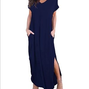 Navy maxi dress with pockets, size L